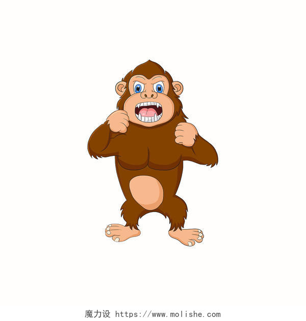 手绘愤怒的大猩猩卡通动物免抠素材大猩猩元素